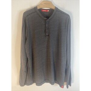 Agave Mens Henley Shirt Long Sleeve Cotton Base layer Gray Size Medium